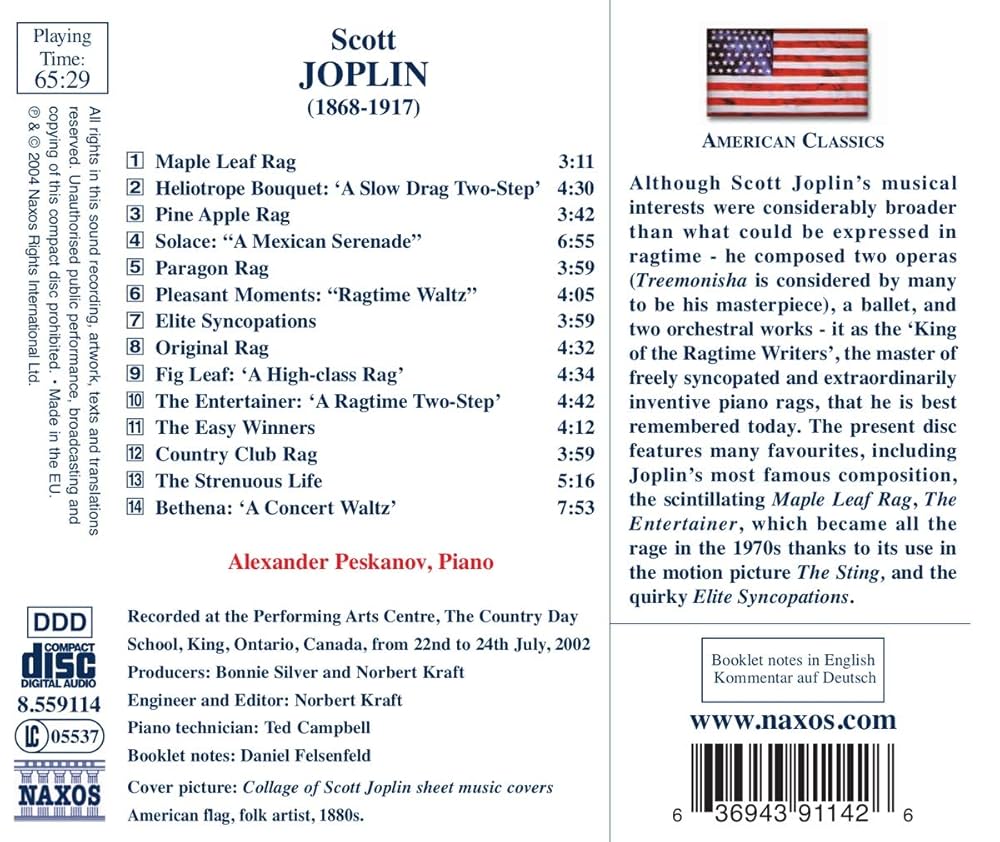 レコード Scott Joplin piano rags vol.1 Scott Joplin, Alexander Peskanov - JOPLIN: Piano Rags, Vol